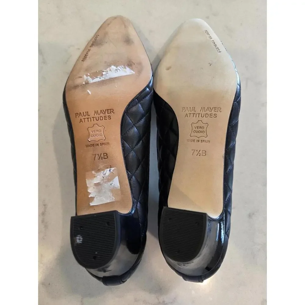 Paul Mayer Attitudes Quilted Titou Block Heel - Size 7.5 NIB (New)‎